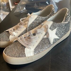 Glitter Silver Women's Sneakers shu shop size 6
